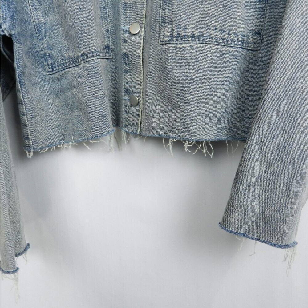Emory Park Distressed Cutoff‎ Fringe Jean Jacket Size S Blue Faded Denim Western - Picture 5 of 10